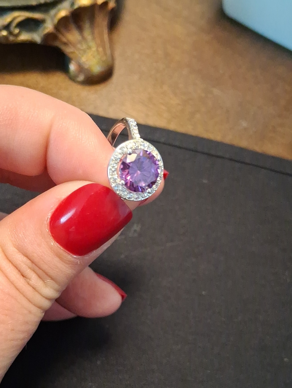 Silver Ring with Purple Center Stone
